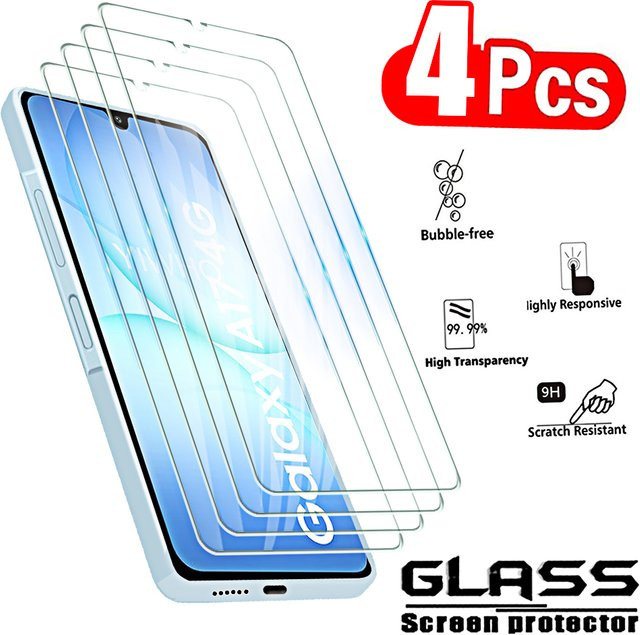 4 Stück Displayschutzfolien aus gehärtetem Glas für Samsung Galaxy A17 4G 5G und Samsung Galaxy A07 4G, transparent, HD Schutzglas - Bild 1