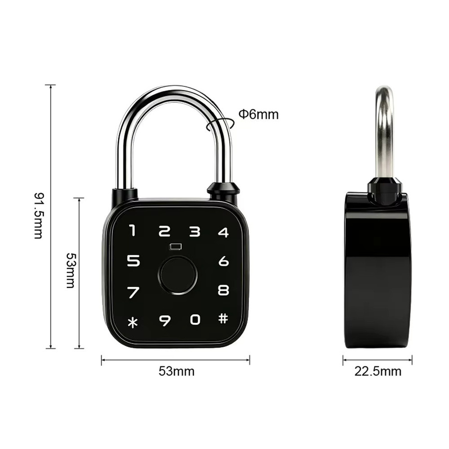 Tuya Bluetooth Fingerabdruck-Vorhängeschloss, digitales Gepäckschloss mit Passwortfunktion, IP67 wasserdicht, wiederaufladbares elektronisches Sicherheitsschloss für den Außenbereich in Schwarz oder Braun - Bild 2