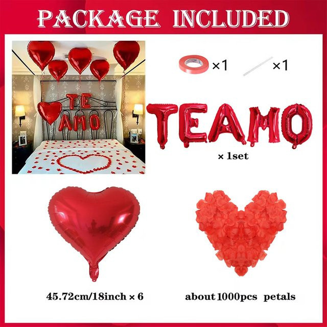 Spanisches I Love You Te Amo Banner mit Herzen in Rot für Valentinstag, Hochzeitstag oder Geburtstag - Bild 1