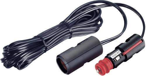 ProCar Verlängerungskabel mit Zigarettenanzünderkupplung und Sicherheits-Universalstecker in Schwarz - Bild 1