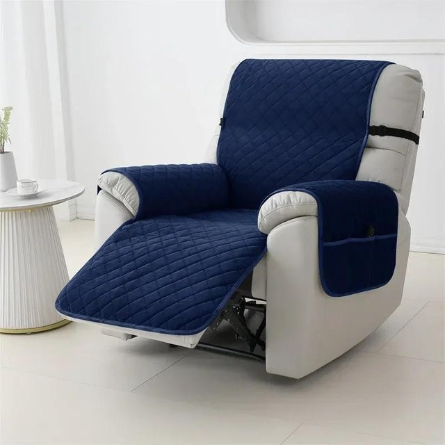 Rutschfester und staubdichter Sesselbezug in Blau, dicker Sofabezug aus Polyester-Elastan-Mix für Sessel und Liegestühle - Bild 1