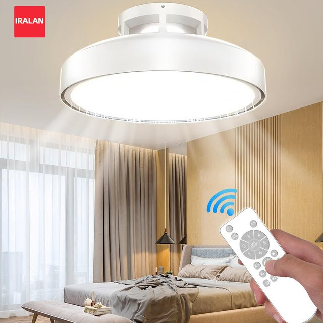 IRALAN Deckenventilator mit dimmbarer LED-Beleuchtung in Weiß, geräuschloser moderner Ventilator für Wohnzimmer und Schlafzimmer - Bild 1