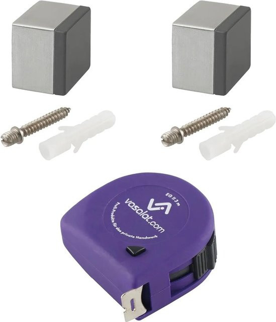 vasalat Set Türstopper Wand mit Dämpfer aus Edelstahl in Silber matt, B/H: 25 x 25 mm, Tiefe: 20 mm - Bild 1