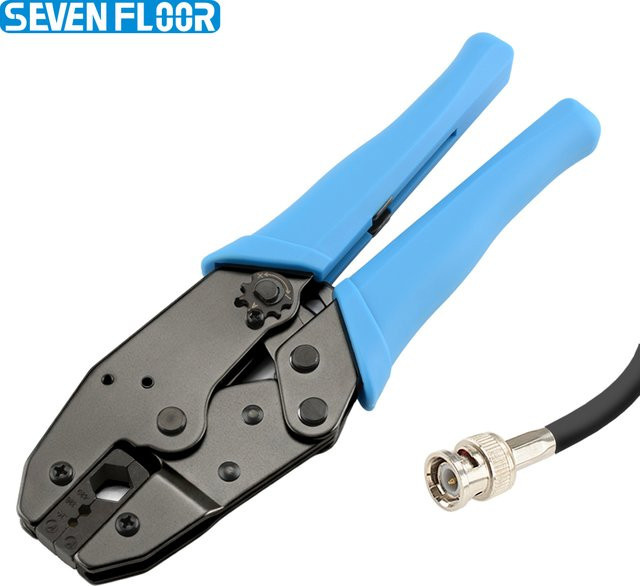 Koaxialkabel-Crimpzange aus Kohlenstoffstahl für SMA/BNC RG6, RG11, RG58, RG59, RG62 in Blau - Bild 1
