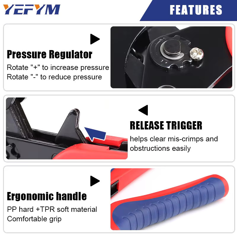 YEFYM Crimpzange YE 16–4E für Aderendhülsen und Rohrklemmen, 0,5–16 mm2/20–5 AWG - Bild 4