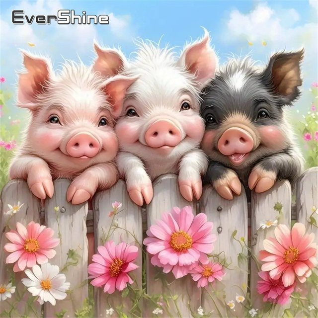 Evershine Schwein Diamant Mosaik, DIY Malerei, Bunt / Mehrfarbig - Bild 1