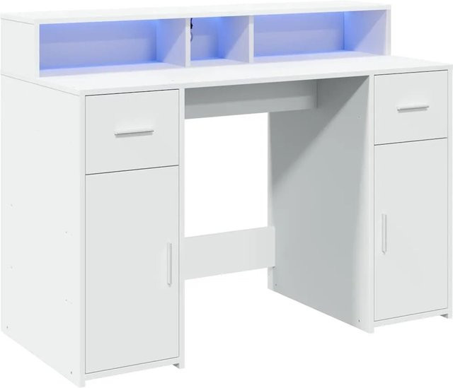 vidaXL Gaming-Schreibtisch mit LED in Weiß, B/T/H: 120 x 55 x 91 cm - Bild 1