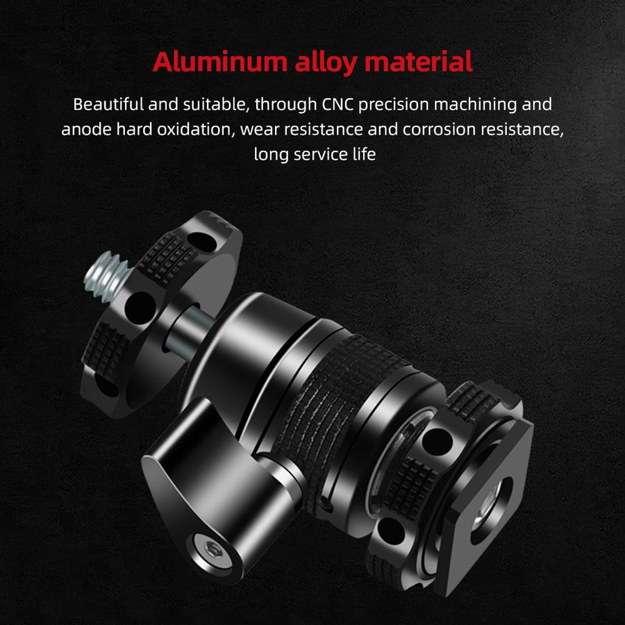 Andoer Mini Kugelgelenk Adapter mit Kaltgewindeschuh und 1/4 Zoll Schraube aus Aluminiumlegierung, Schwarz - Bild 4