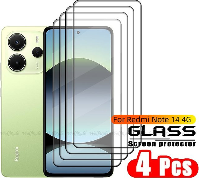 Xiaomi Redmi Note 14 4G Panzerglas Schutzfolie mit voller Abdeckung, transparent, 9H Härte - Bild 1