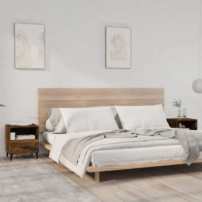 Set aus 2 Nachttischen aus Holzwerkstoff in Räuchereiche von vidaxl, modern und klassisch in Braun oder Grau - Bild 1