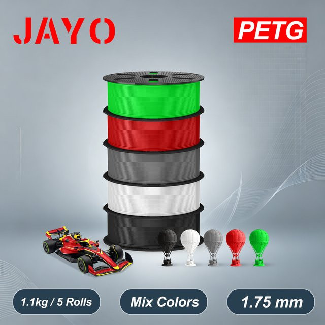 JAYO PETG-Filament für FDM-3D-Drucker, 1,75 mm, Schwarz, 5,5 kg - Bild 1