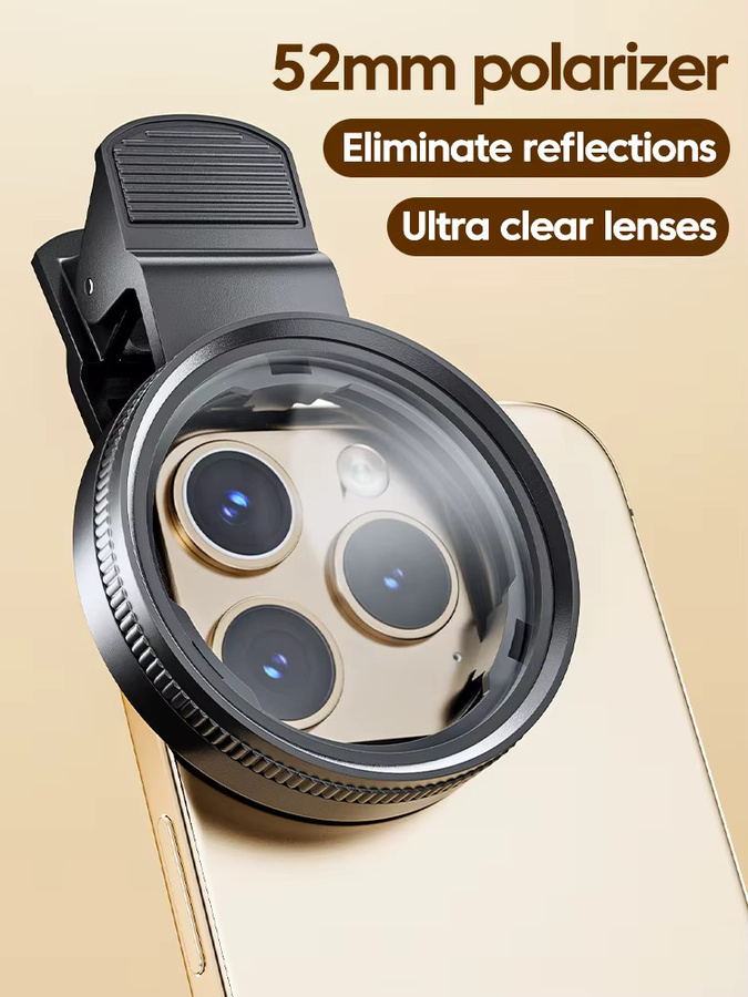 elough CPL Handy-Objektivfilter 52mm zirkularer Polarisationsfilter in Schwarz für Smartphones - Bild 7