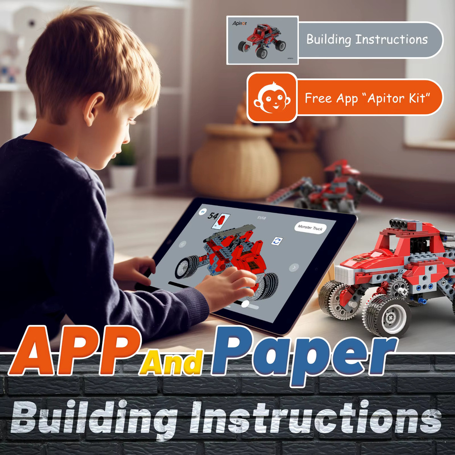 Apitor 8-in-1 STEM-Sets, Elektrisches Monster-Truck-Bauspielzeug, DIY-Lernbausatz, für Kinder im Alter von 6-8 Jahren - Bild 4