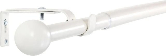 Deco-Raum Gardinenstangen Set Ausziehbar 1-Lauf Kugel Flexa Weiß Ø 16/19 mm, Breite: 160-300 cm - Bild 1