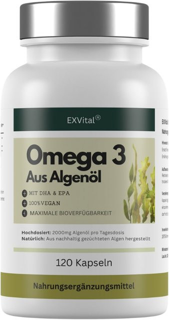 EXVital Omega 3 Kapseln aus Algenöl, 2000 mg DHA & EPA, 120 Kapseln - Bild 1