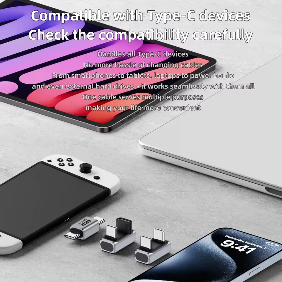 BSN USB-C Winkeladapter USB4.0 mit 80Gbps Hochgeschwindigkeit, PD 240W Ladeanschluss und 8K 60Hz Unterstützung, U-förmig und gerade Ausführungen für Macbook und iPhone 15/16 - Bild 4