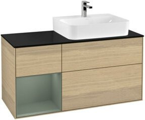 V&B Waschtischunterschrank Finion mit Abdeckplatte in Blau und Eichenfurnier, B/T/H: 120 x 50,1 x 50,1 cm - Bild 1