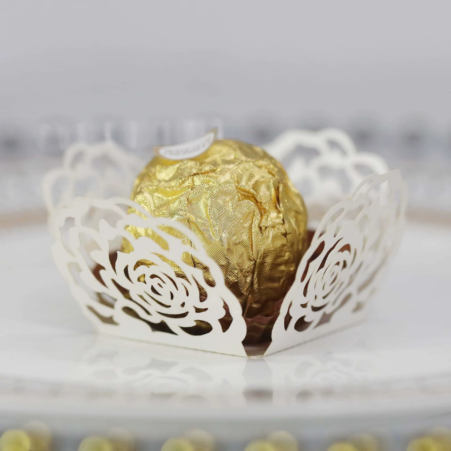 10 Stück CYZIWEIN Schokoladenverpackungen aus Papier in Weißgold für Hochzeit und Valentinstag als DIY Pralinenschachtel und Geschenkverpackung - Bild 1