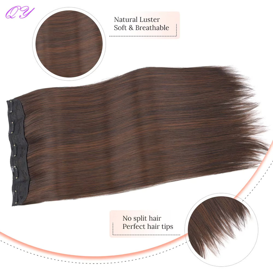 IQRYR WIG Haarverlängerungsperücke, synthetisch, schwarzbraun, Damen - Bild 4
