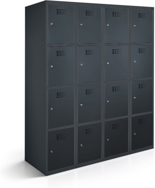 rotstahl Fächerschrank mit 16 Fächern in Anthrazit, B/T/H: 120 x 50 x 180 cm - Bild 1