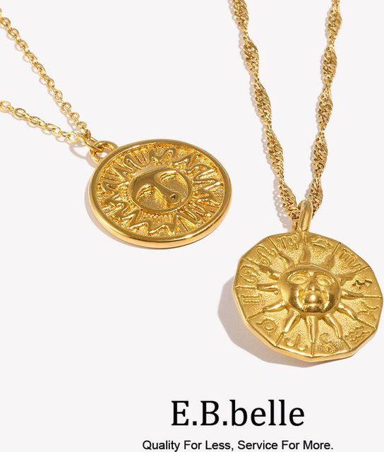 E.B.belle Halskette Edelstahl, Gold, Damen, 12-Sternzeichen Sonne - Bild 1