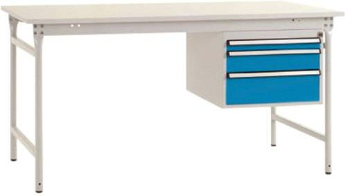 Manuflex BB5271.5012 Komplett-Beistelltisch BASIS stationär mit Melamin-Platte und Stahl-Unterbau in Blau und Weiß, B/T/H: 125 x 80 x 78 cm - Bild 1