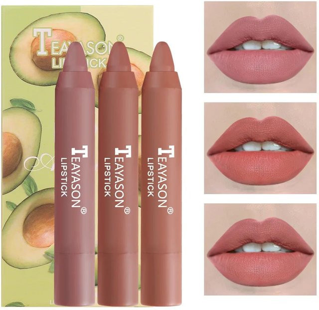 TEAYASON Lippenstift-Set, 3-teilig, matt, rot, nackt - Bild 1