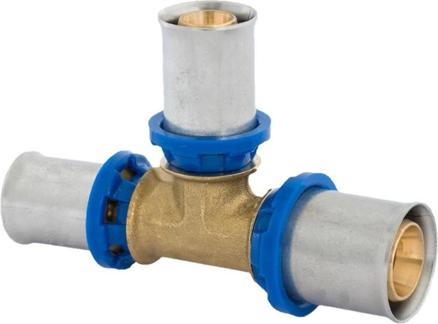 Kirchhoff MS-Reduzier-T-Stück Pressfitting aus Messing für MSVR Blank, Farbe: Silber, B/T/H: 26 x 16 x 26 mm - Bild 1