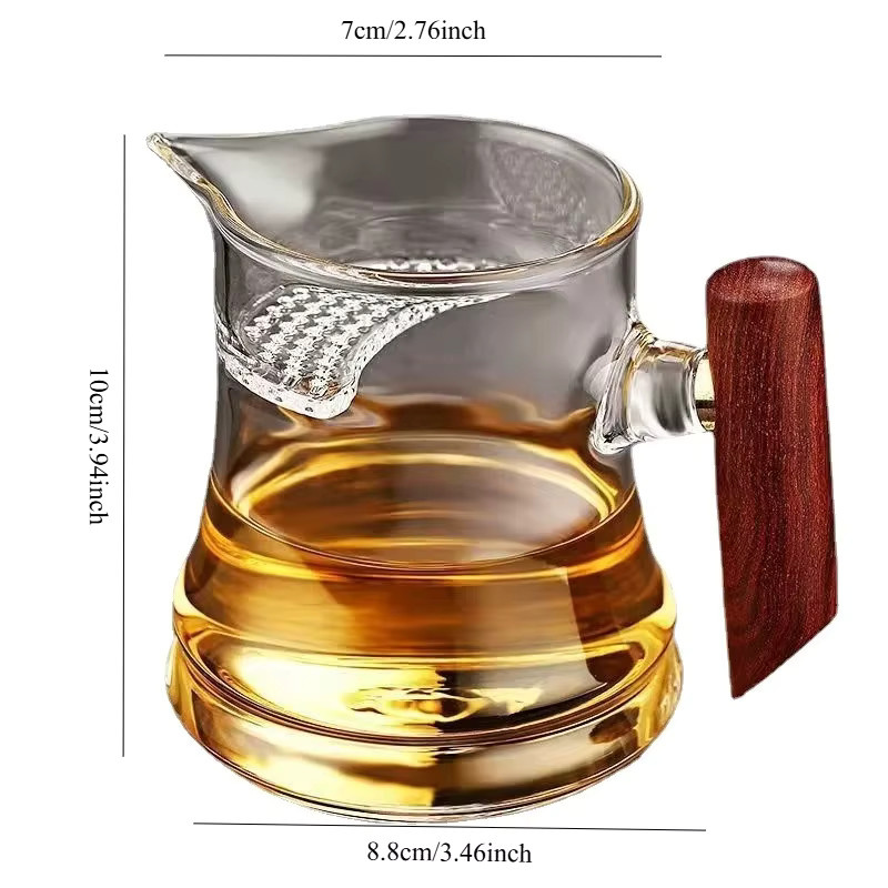 Hitzebeständiges Glas-Teeset mit integriertem Halbmondfilter und Holzgriff, transparent - Bild 5