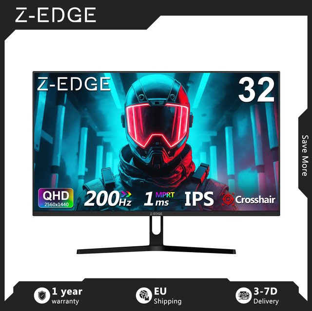 Z-EDGE 32 Zoll Gaming-Monitor in Schwarz mit 200Hz, 2K QHD Auflösung, IPS-Panel, 1ms MPRT, HDR10 und Freesync - Bild 1
