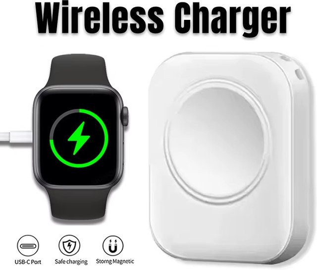 KAFNHCKA Magnetisches kabelloses Ladegerät für Apple Watch mit USB-C Anschluss, Weiß - Bild 1