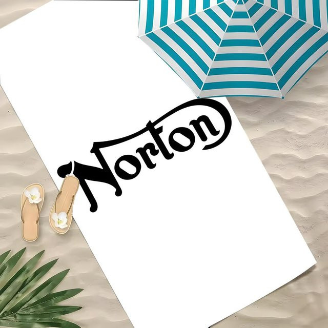 Norton Motorcycles Strandhandtuch aus Polyester, schnelltrocknend und sandfrei, Weiß, Breite: 60 cm, Höhe: 35 cm - Bild 1