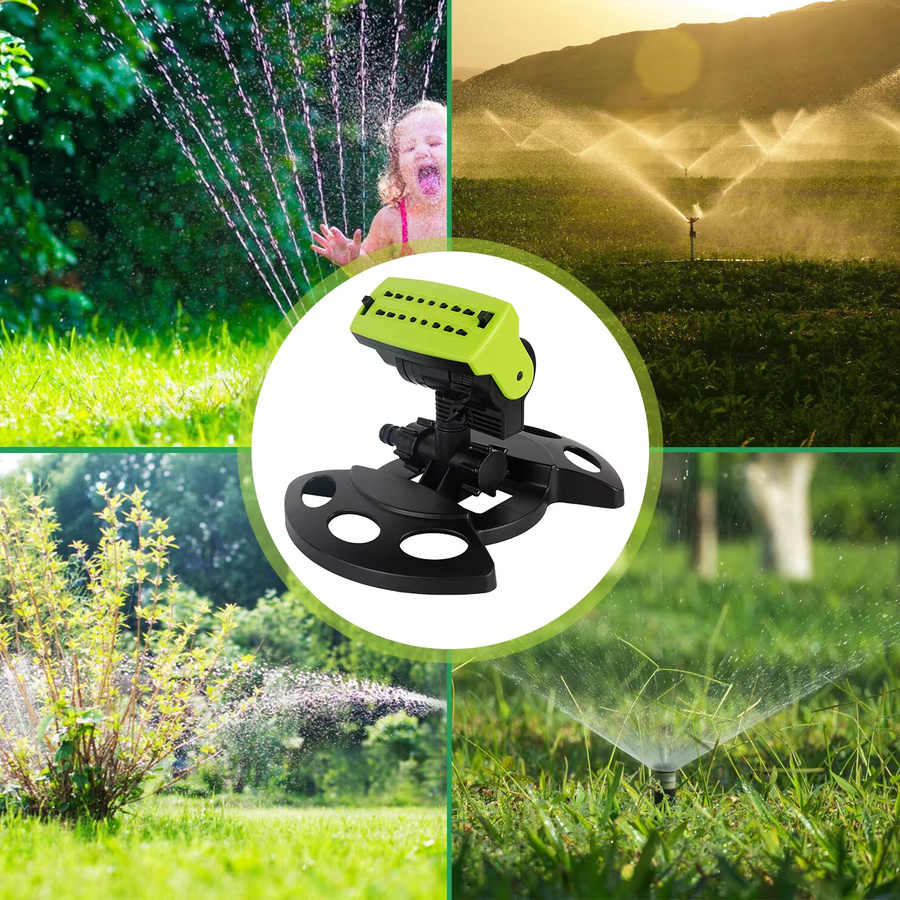 Automatischer Gartensprinkler in Grün mit 180 Grad Rotation und verstellbarer Abdeckung für die Bewässerung von Rasen, Blumen und Gemüse - Bild 2