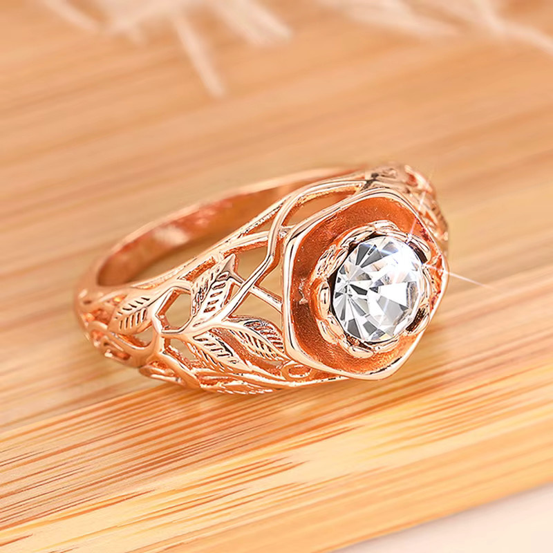 Huitan Ring, Roségold Farbe, Blumen, Zirkonia, Damen - Bild 2