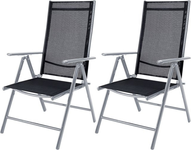 Casaria 2er-Set Gartenstuhl Hochlehner Bern klappbar aus Aluminium in Silber mit Textilene-Bezug - Bild 1