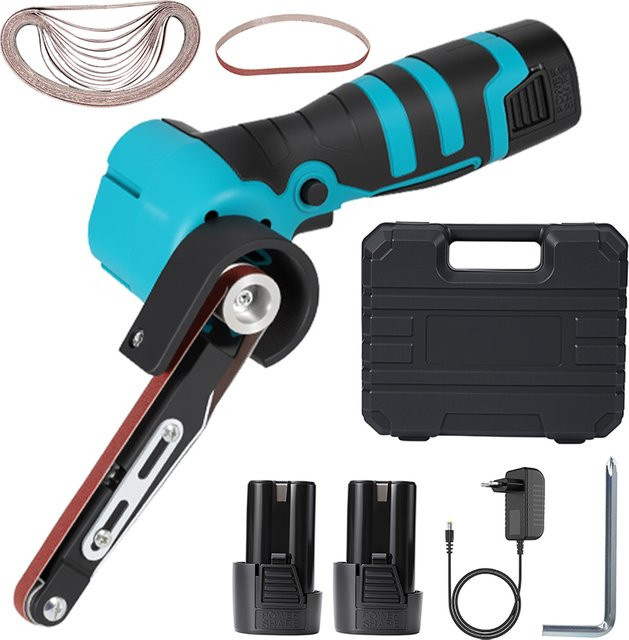 TKKEACE Elektrischer Mini-Bandschleifer 300W 10000 U/min Kabelloser Polierer in Blau mit 16,8V Akku - Bild 1