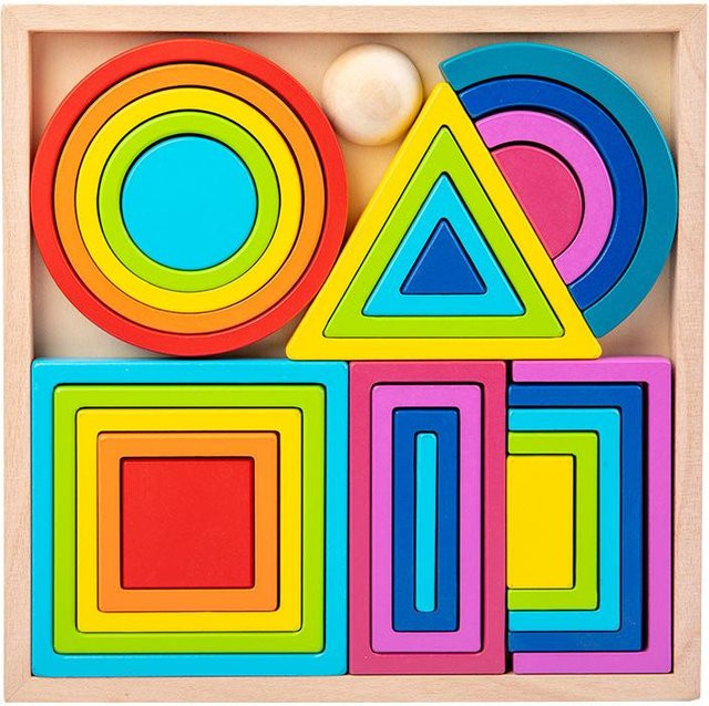 Kidsly Montessori Rainbow Nesting Stapelspielzeug, Holzbausteine, ab 3 Jahre - Bild 1