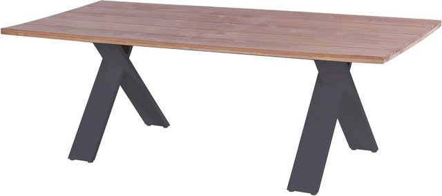 Hartman Xanadu Esstisch aus Teakholz und Aluminium in Anthrazit und Braun mit X-Gestell, Breite: 220 cm, Tiefe: 100 cm - Bild 1