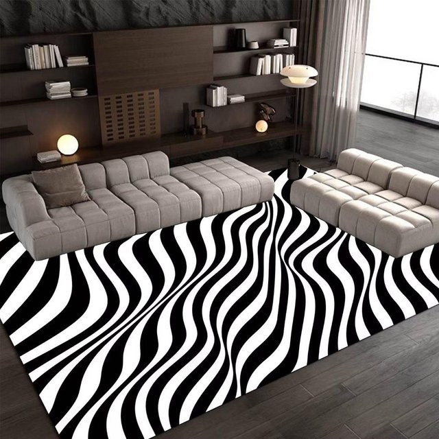Karpetti Teppich im nordischen Design, mehrfarbig gestreift, rutschfest und waschbar, B/T: 60 x 90 cm - Bild 1