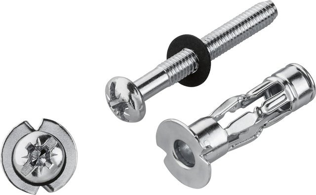 LUX-TOOLS Metallhohlraumdübel aus Stahl mit Schraube, Farbe Silber, Durchmesser: 6 mm, Länge: 37 mm, 4 Stück - Bild 1