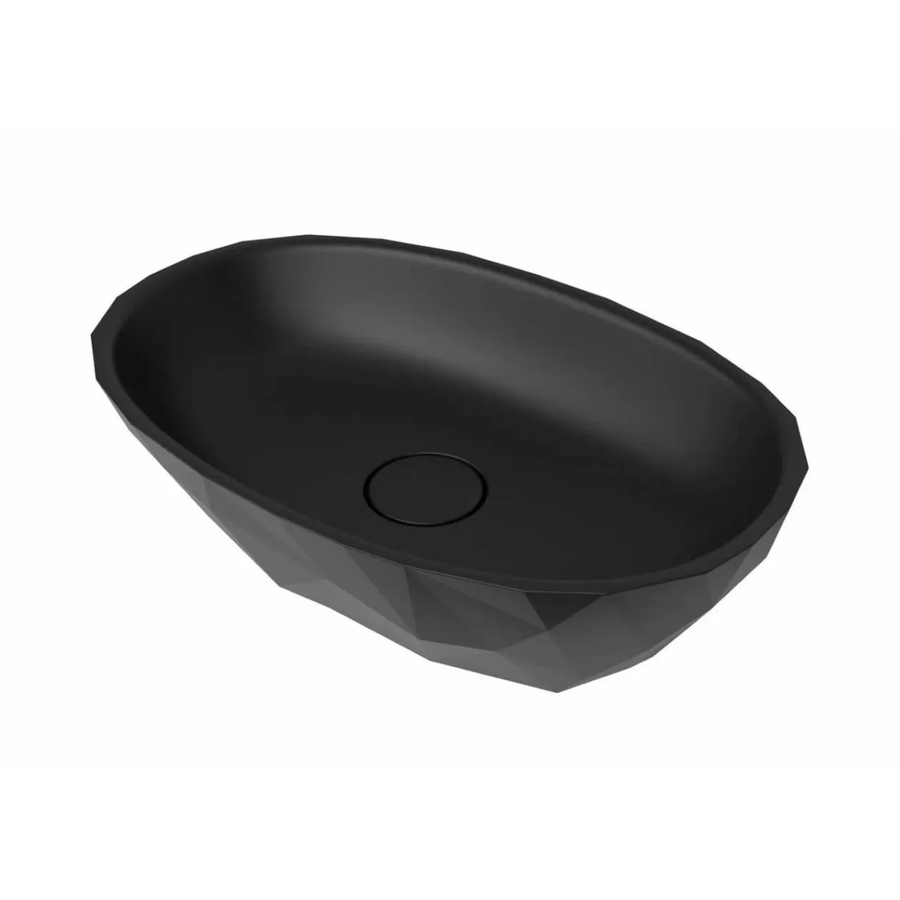 Swiss Aqua Technologies Aufsatzwaschbecken Waschschale aus Mineralguss, Oval, Schwarz, B: 56 cm, T: 37 cm, H: 14,7 cm - Bild 2