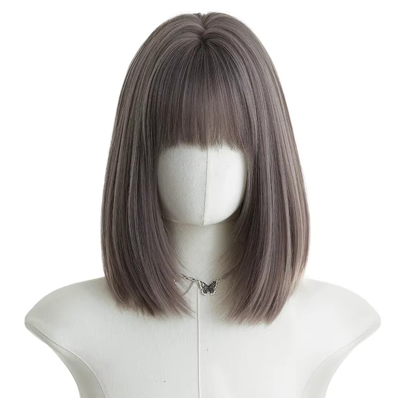 7JHH WIGS Perücke, Bob-Perücke mit Pony, lila-braun, synthetisch, Damen - Bild 5
