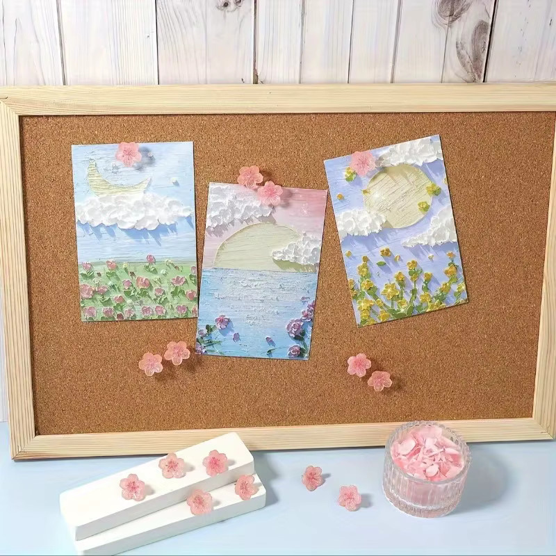 Sakura dekorative Push-Pins mit Blumenmuster in Pink aus Kunststoff für deine Pinnwand und Raumdekoration - Bild 2