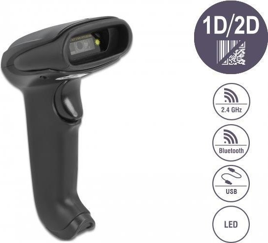 Delock 2D Barcode-Scanner Schwarz mit Bluetooth und USB-Anschluss - Bild 1