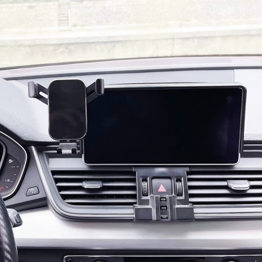 Autotelefonhalter für Audi Q5 und SQ5 ab Baujahr 2018 mit kabelloser Schnellladefunktion und fester Basis für das Bildschirmpanel in Schwarz - Bild 2