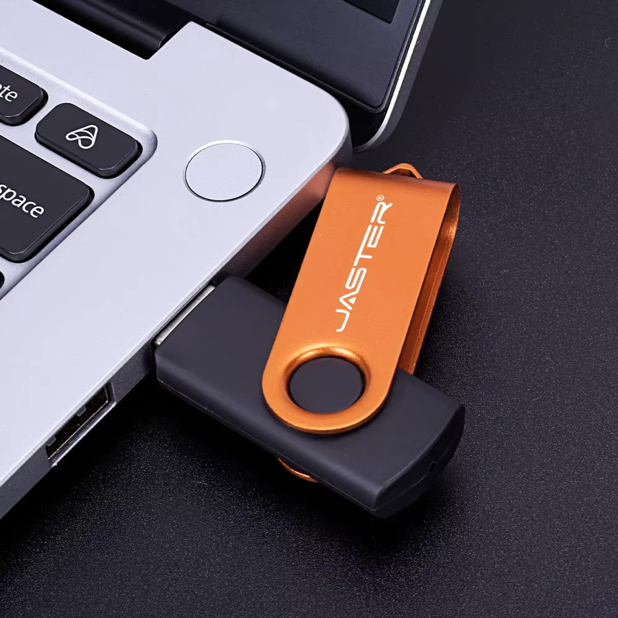 JASTER USB-Flash-Laufwerk drehbarer USB-Stick in Schwarz oder Orange - Bild 3