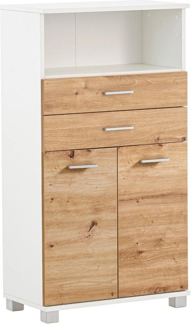 Schildmeyer Highboard Palermo Weiß-Eiche B/T/H: 59,8 x 32,6 x 110,5 cm - Bild 1