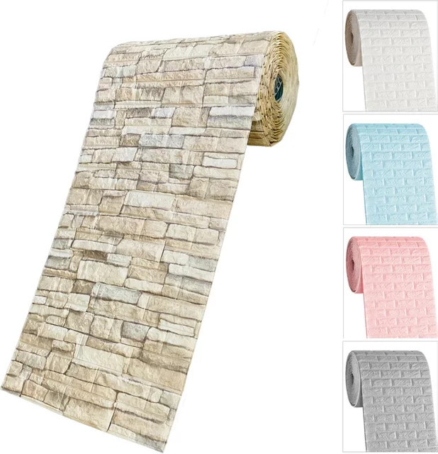 KAMULA 3D-Imitationsziegel Tapete, selbstklebend und wasserdicht, schaumverdickt für Wohnzimmer, Schlafzimmer und Badezimmer - Bild 1