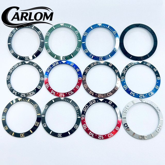 Carloms Lünetteneinlage Keramik-Aluminium, Schwarz Blau Grün, 40mm/31,5mm - Bild 1
