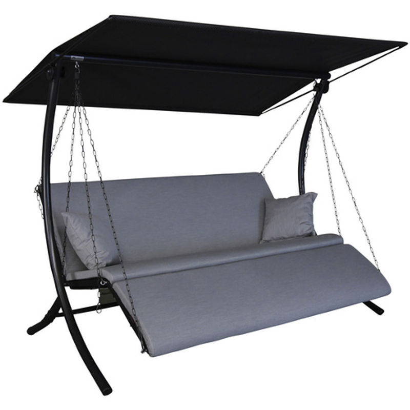 Angerer Hollywoodschaukel Swing 3-Sitzer Granit Grau mit Auflagen und Sonnendach - Bild 3